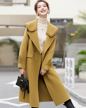 Long overcoat temperament woolen coat for women