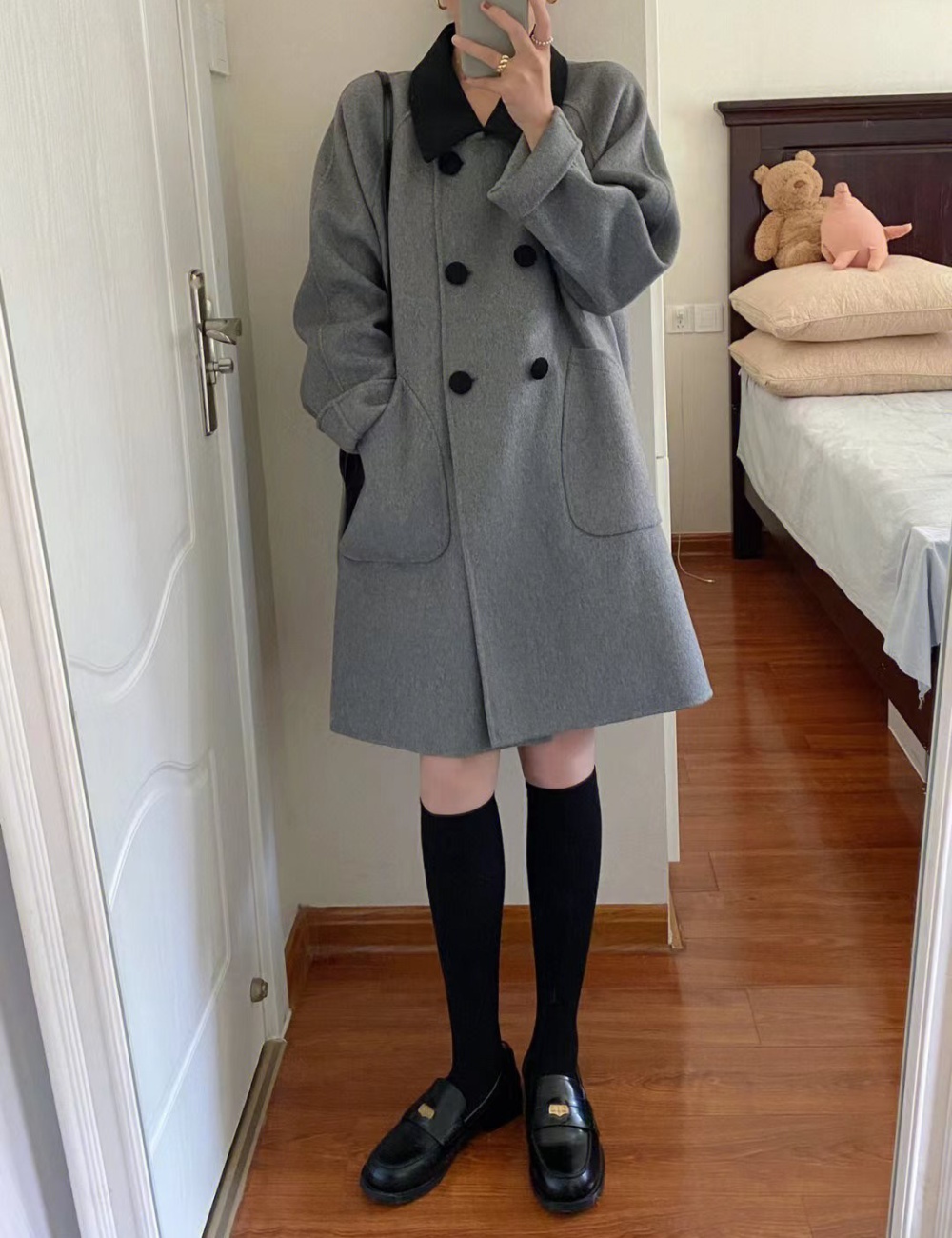 Short woolen coat loose overcoat for women