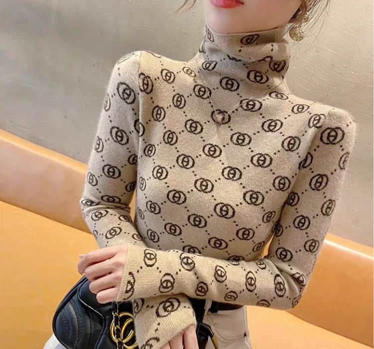 Western style sweater high collar bottoming shirt
