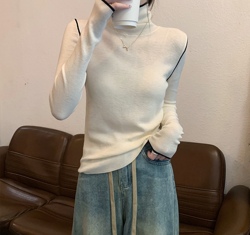 Bottoming sweater heap collar tops for women