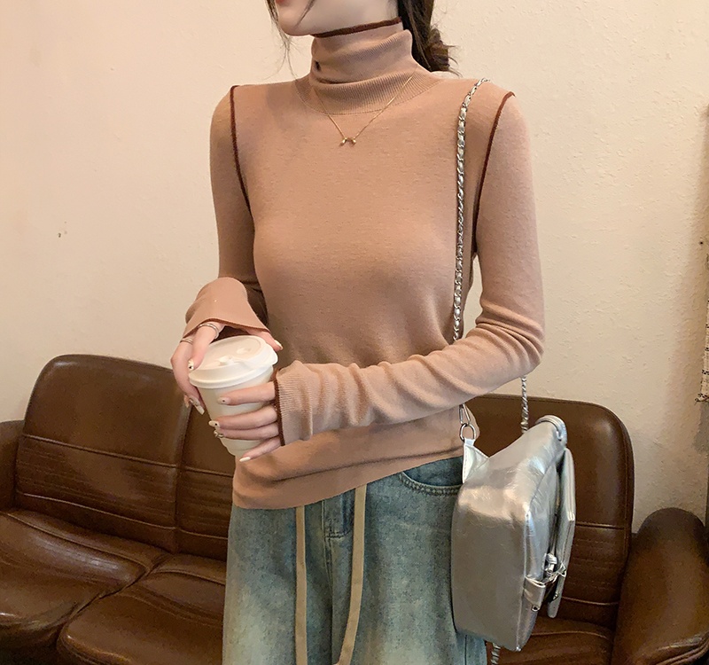 Bottoming sweater heap collar tops for women