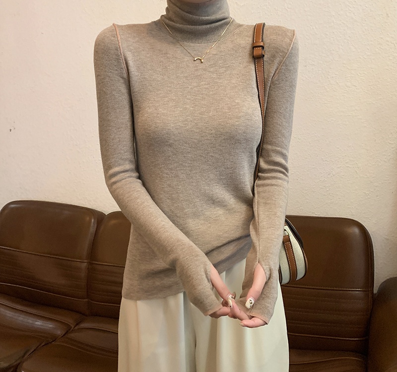 Bottoming sweater heap collar tops for women