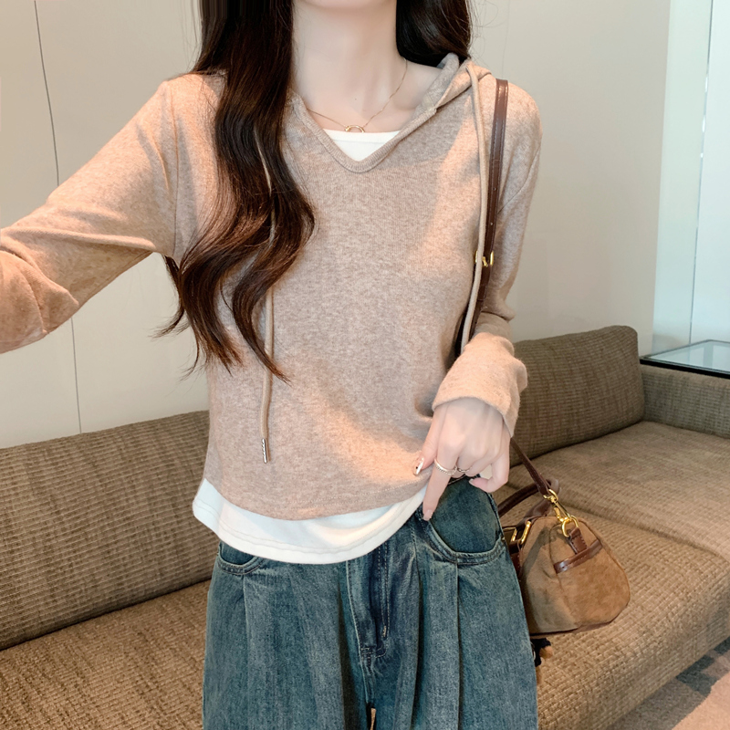 Slim Western style small shirt long sleeve thick T-shirt