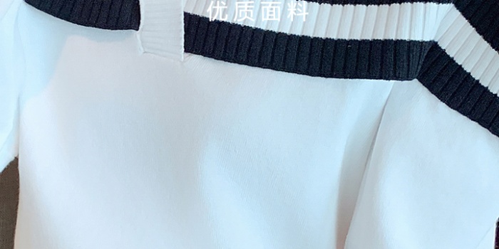 France style rib tops black-white strapless sweater for women