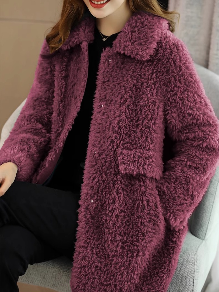 Mink velvet overcoat spring and autumn fur coat for women