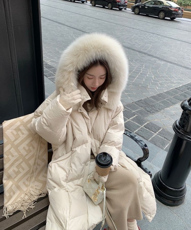 Winter thermal loose cotton coat hooded long coat