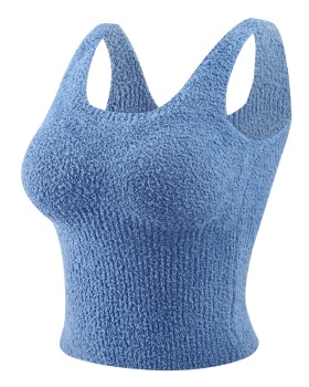 Cashmere thick bottoming tops with chest pad slim silk vest