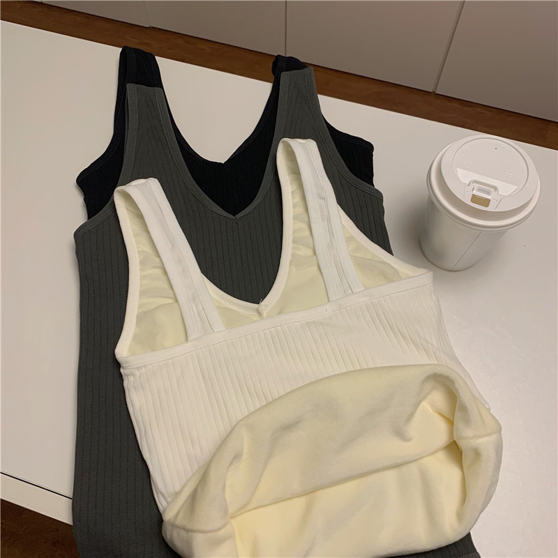 Thick thermal plus velvet tops sling cozy bottoming vest