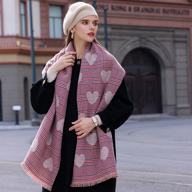 Printing winter long fashion heart scarves for women