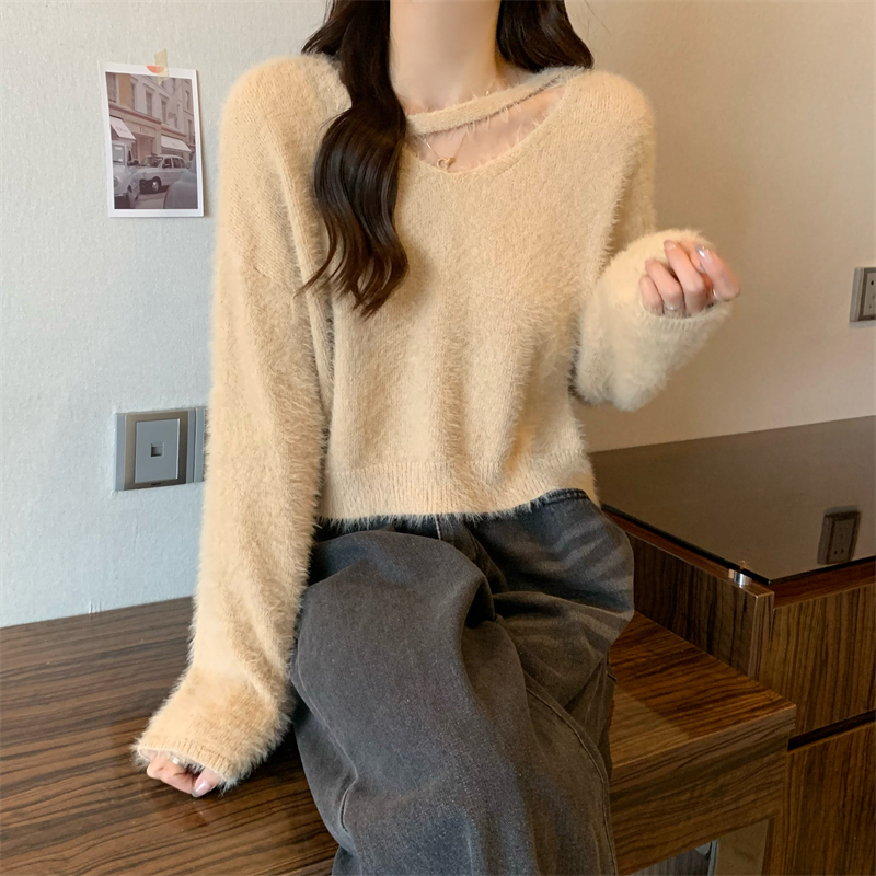 Short loose Korean style all-match tops for women