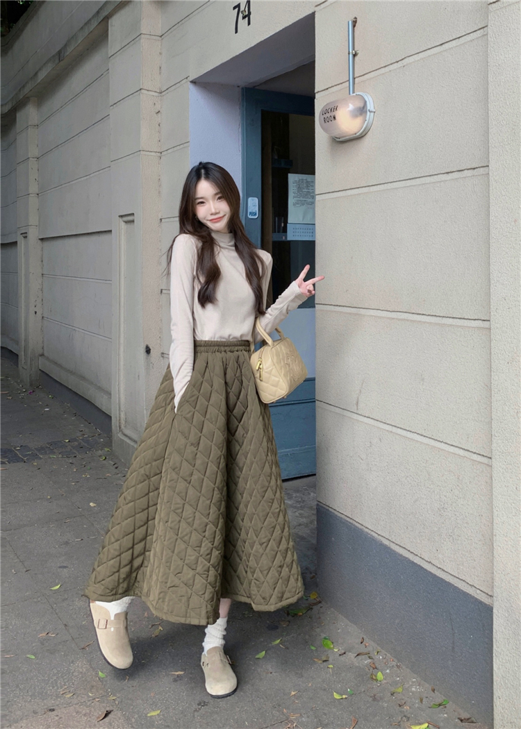 High waist thick clip cotton Korean style skirt