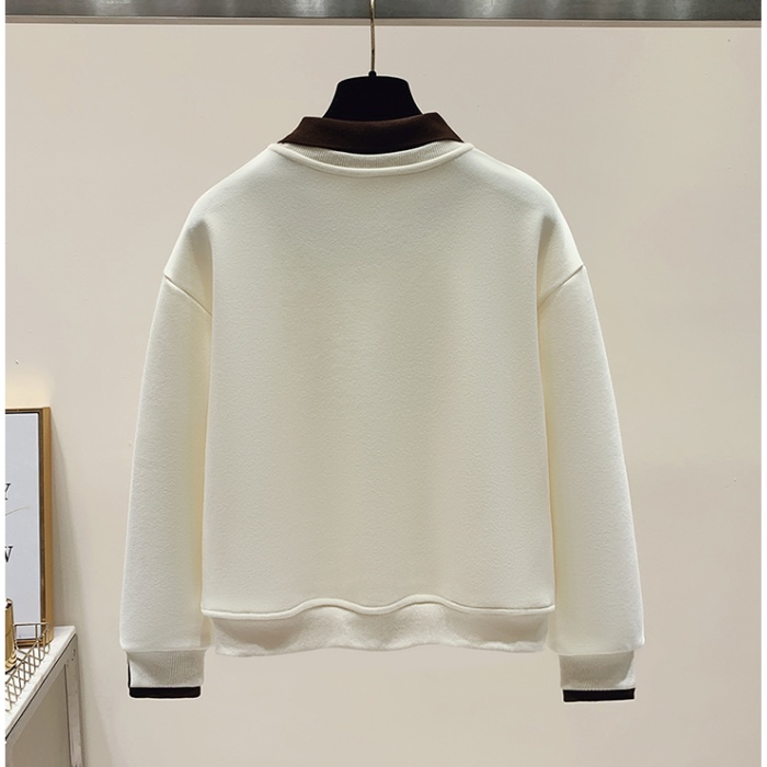 Autumn and winter loose hoodie Pseudo-two tops for women