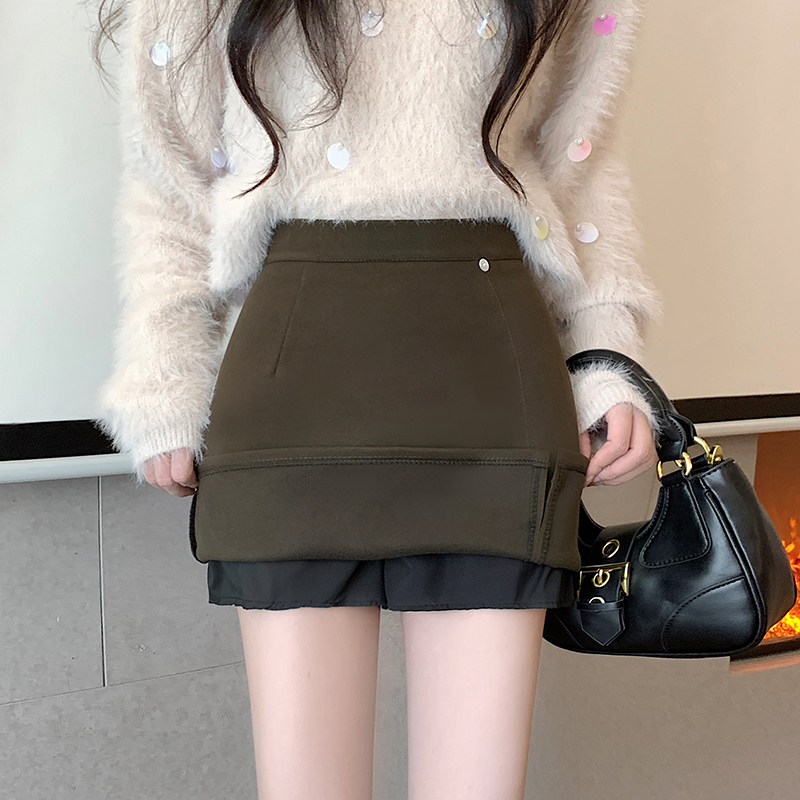 Brown skirt package hip one step skirt for women