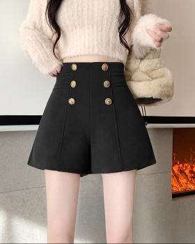 Woolen shorts autumn and winter wide leg pants for women