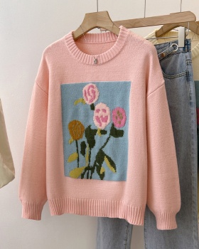 Sweet painting sweater tender tops for women