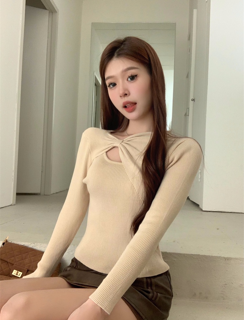 Temperament knitted tops Korean style bottoming shirt