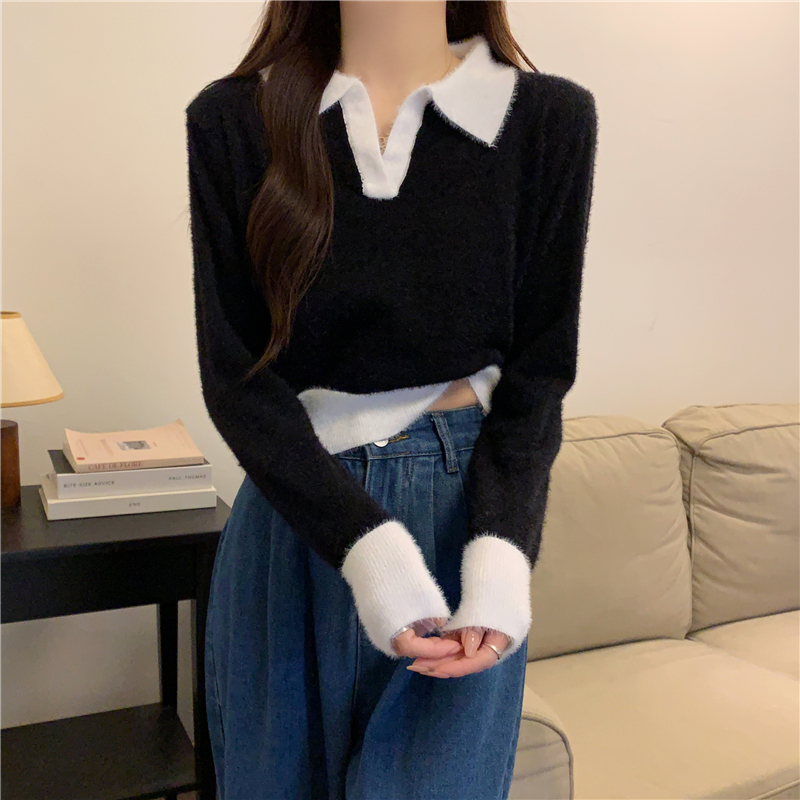 Autumn and winter enticement tops knitted plush sweater