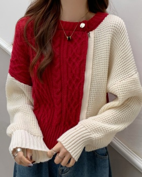 Autumn and winter Korean style zip irregular sweater