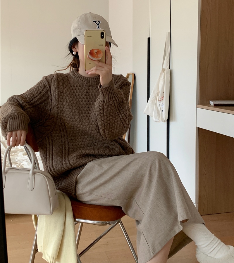 Korean style pure retro loose sweater for women