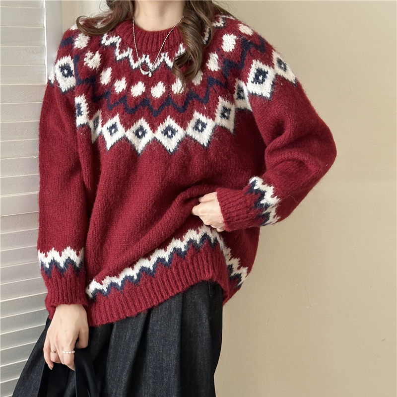 Christmas loose lazy red autumn and winter sweater