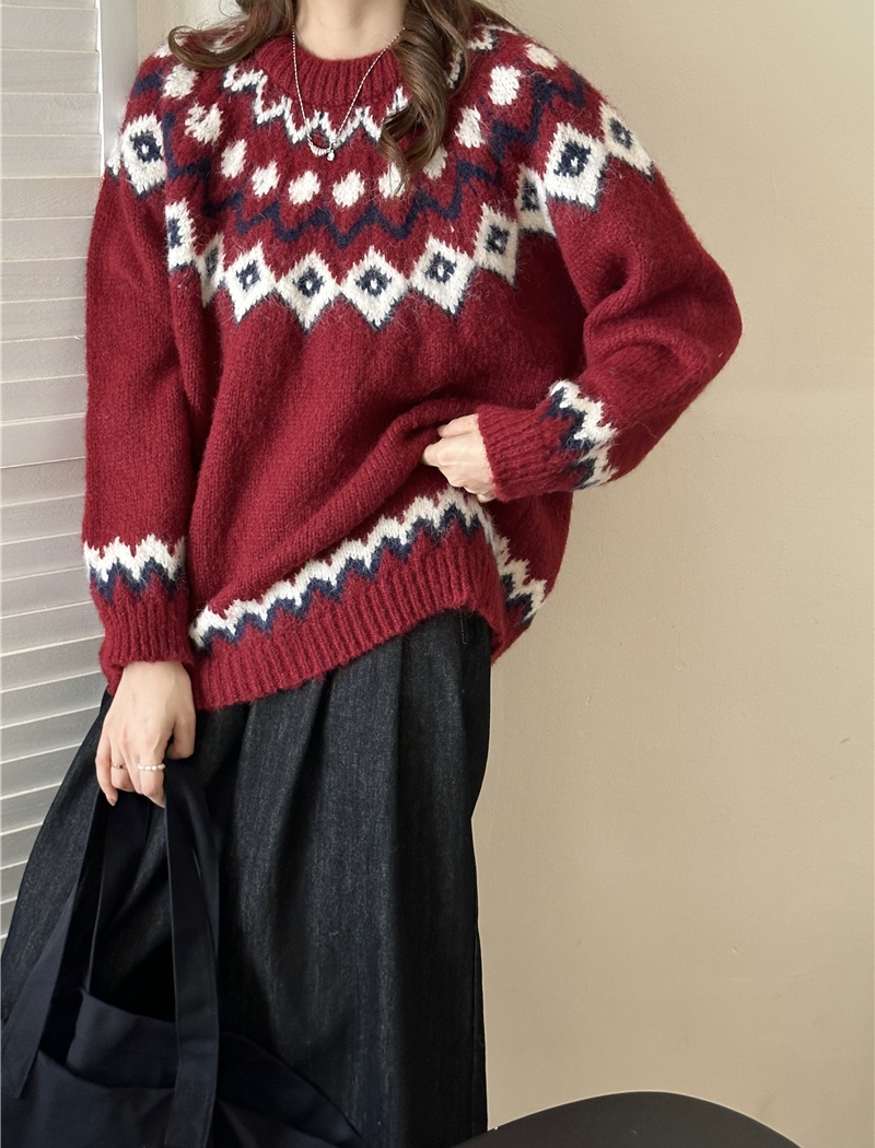 Christmas loose lazy red autumn and winter sweater