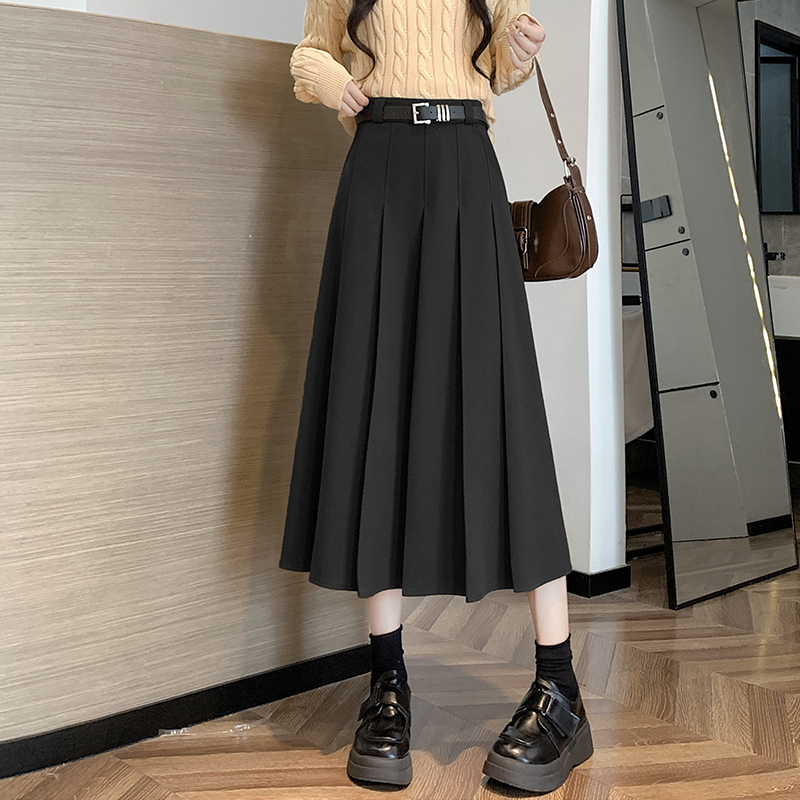 High waist pleated skirt slim long skirt for women