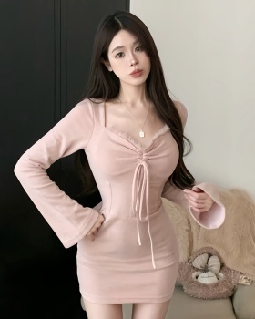 Imitation of mink hair spicegirl pink sweet dress for women