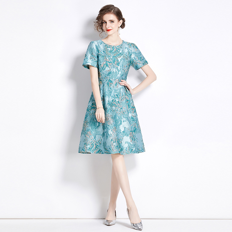 France style jacquard big skirt dress for women