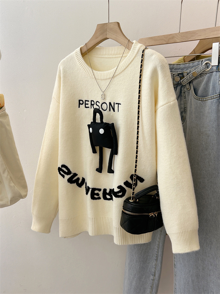 Cartoon lazy tops autumn and winter sweater for women