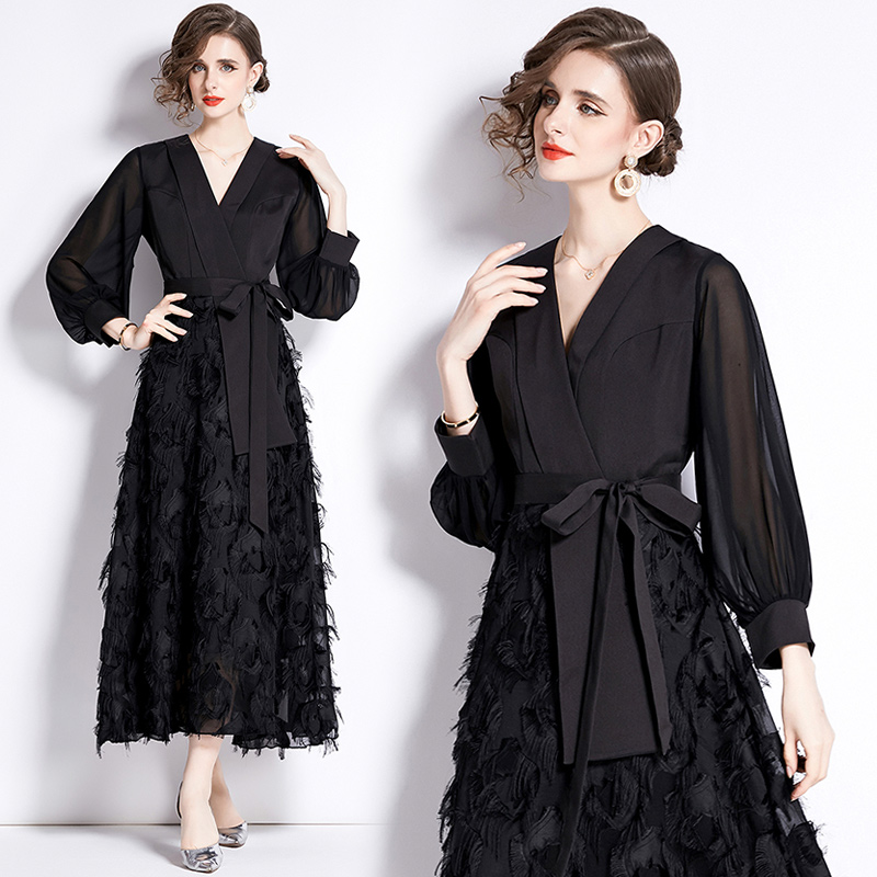 Niche light luxury slim temperament elegant black dress
