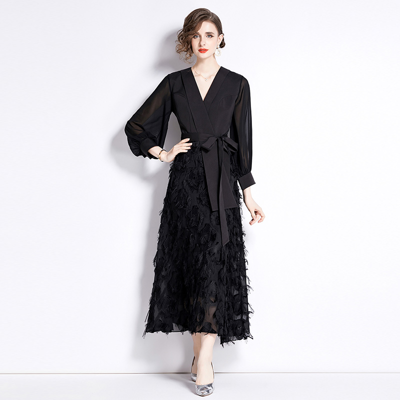 Niche light luxury slim temperament elegant black dress