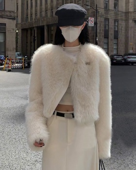 Imitation of fox fur thick coat white Western style fur coat