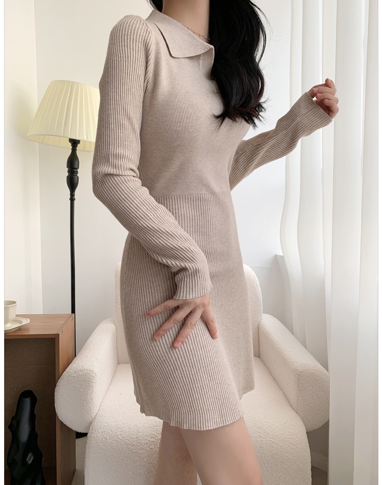 Temperament slim dress Casual long sleeve T-back for women