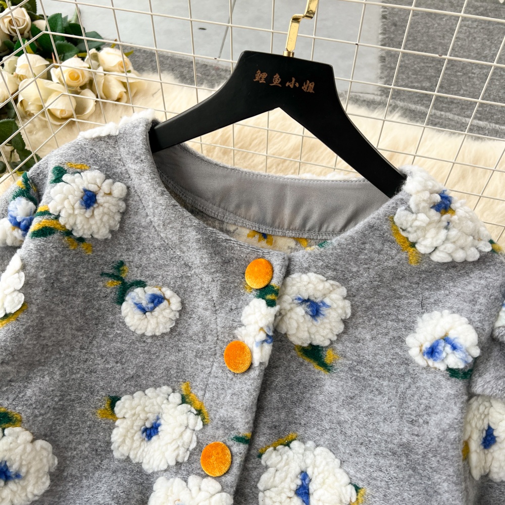 Flowers cardigan high waist hoodie 2pcs set for women