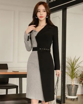 Elegant fashion business suit houndstooth dress