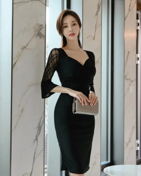 V-neck Korean style temperament sexy splice fashion dress