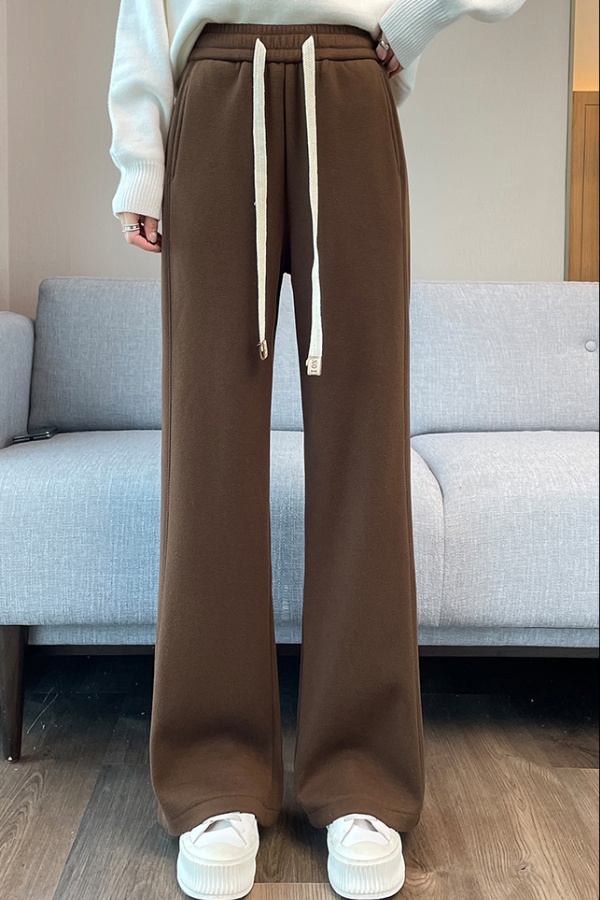 Plus velvet wide leg pants long pants for women