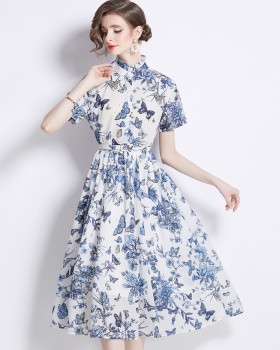 Spring butterfly printing ink dress