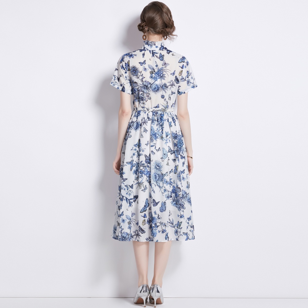 Spring butterfly printing ink dress