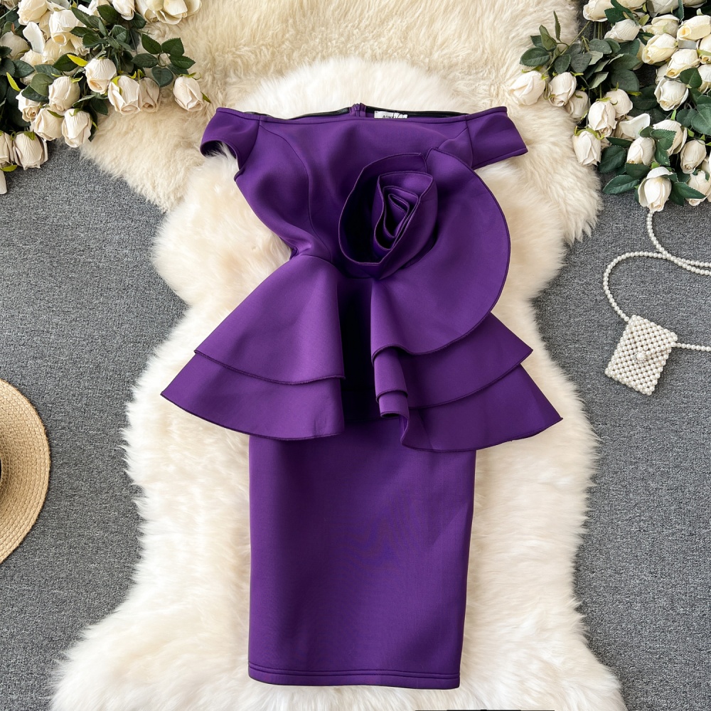 Stereoscopic colors formal dress autumn and winter dress