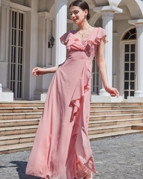 Autumn and winter bridesmaid dress pure formal dress