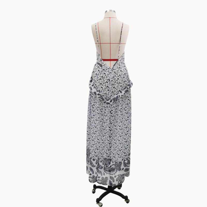 European style sling formal dress V-neck long dress for women