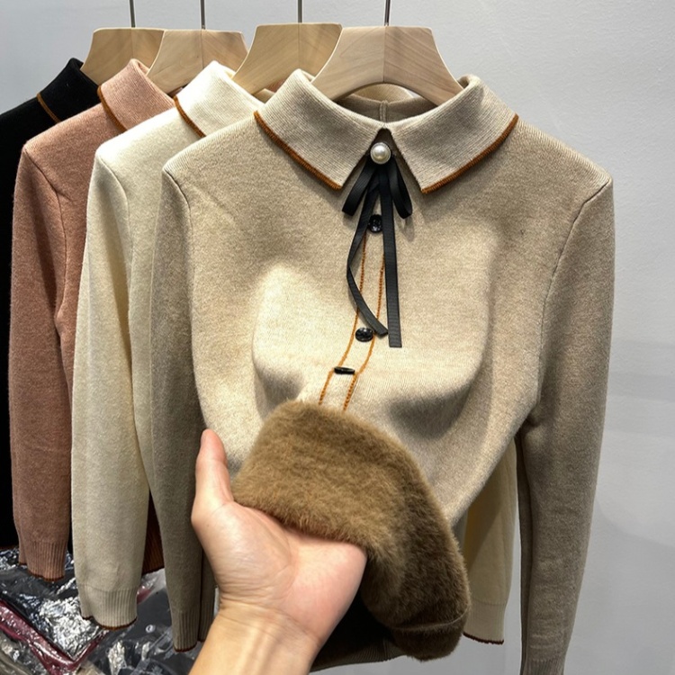 Knitted bottoming shirt thick sweater for women