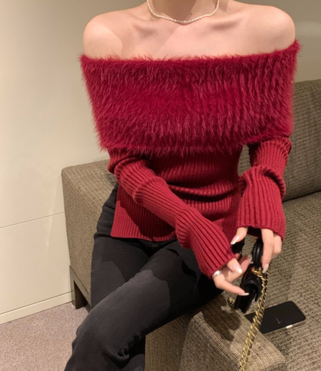 Unique mink velvet tops enticement sweater for women