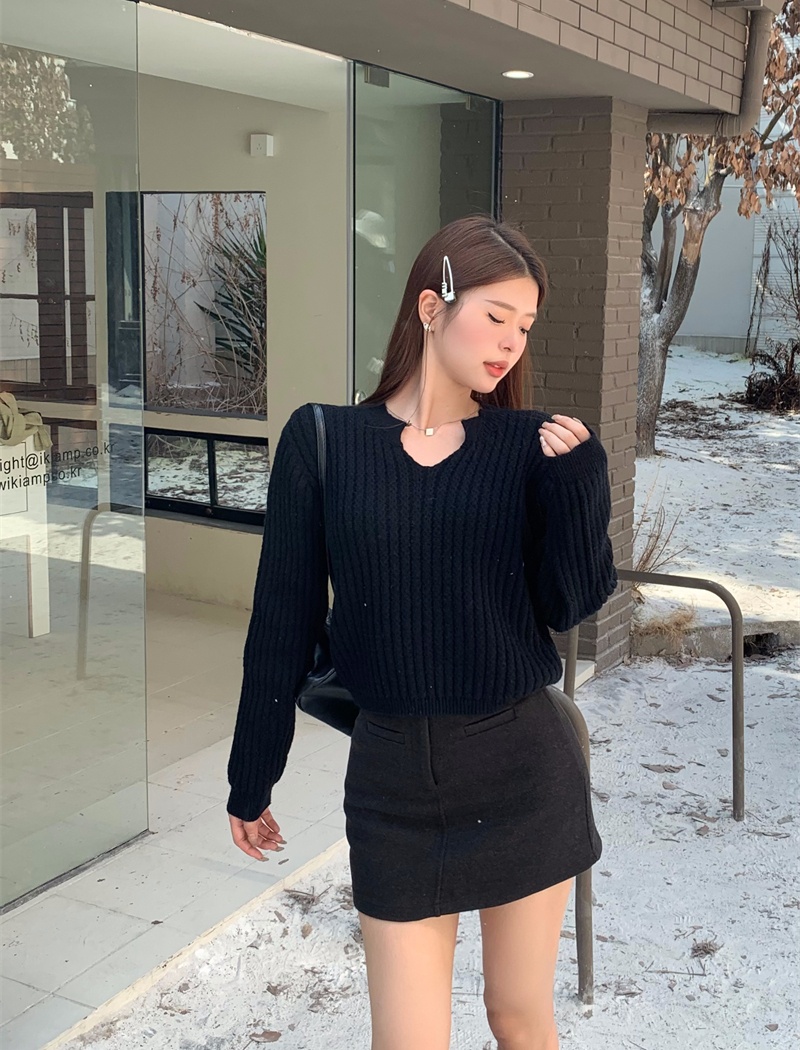 Slim pure niche sweater all-match short tops for women