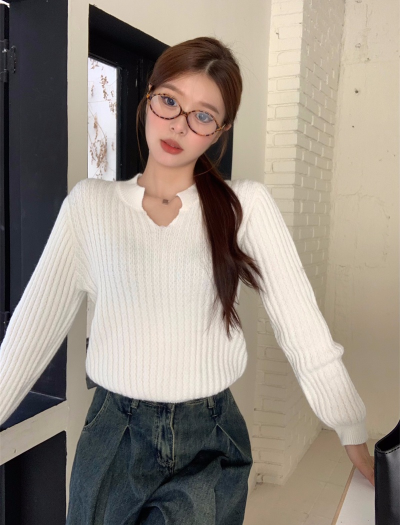 Slim pure niche sweater all-match short tops for women