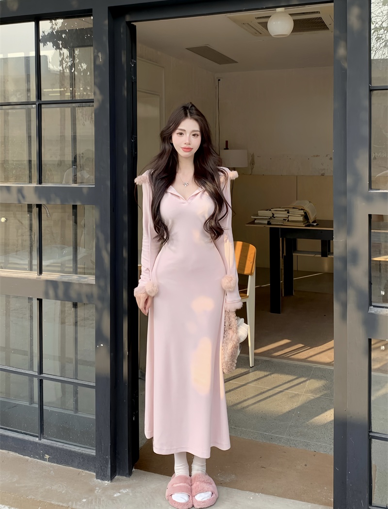 Enticement A-line autumn and winter long dress for women