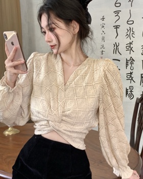 Long sleeve all-match slim lace fashion shirt