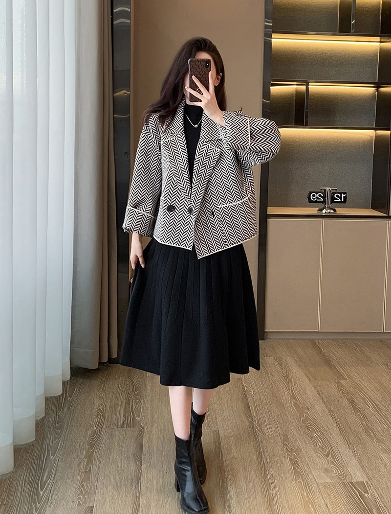 Loose knitted cardigan short business suit for women