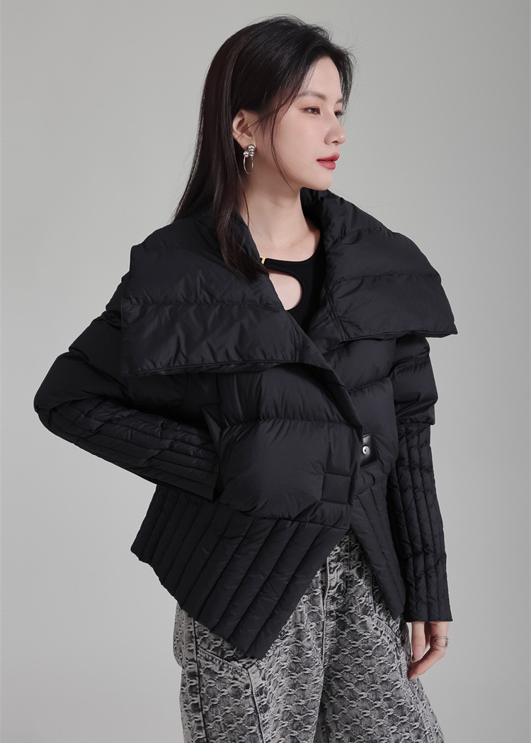 Small fellow down coat large lapel thick coat for women